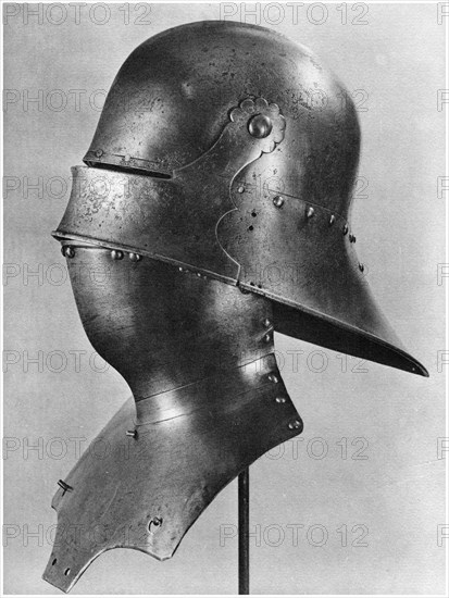 Visored sallet and bevor, c1480 (1958). Artist: Unknown