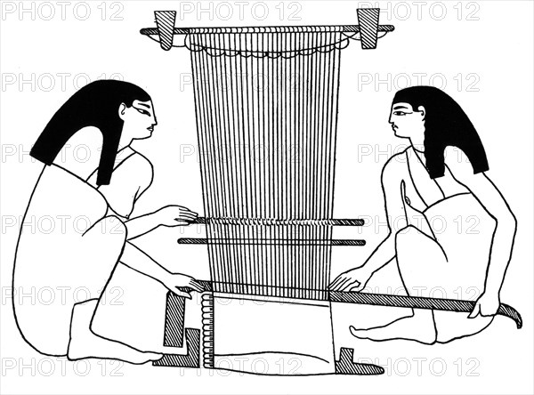 Egyptian weavers, c3000 BC (1930). Artist: Unknown