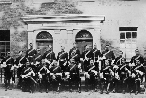 The officers of the 1st Royal Dragoons, Island Bridge Barracks, Dublin, Ireland, 1896.Artist: J Robinson & Son