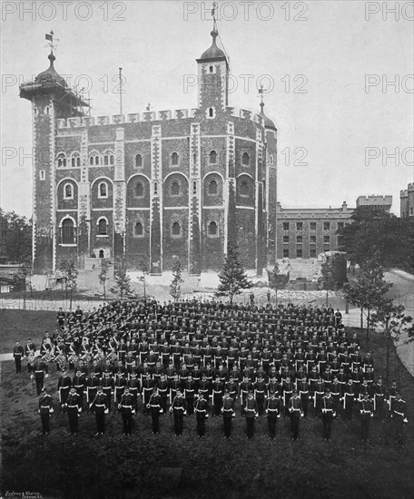 The 1st Suffolk Regiment at the Tower of London, 1895 (1896).Artist: WW Rouch