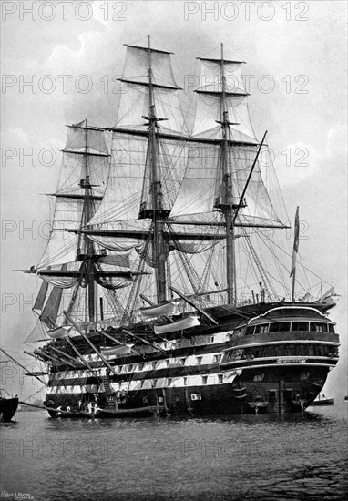 The training ship HMS 'St Vincent' at Portsmouth, Hampshire, 1896. Artist: Symonds & Co