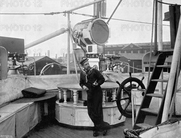 A holophote on board HMS 'Imperieuse', 1896. Artist: A Debenham