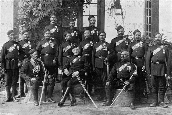 Native officers of the 44th Gurkhas, Indian army, 1896. Artist: Bourne & Shepherd