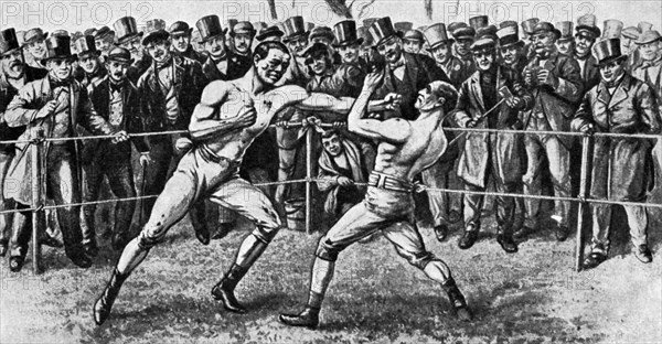 The last bare-knuckle fight, Farnborough, Hampshire, 17th April 1860 (1951). Artist: Unknown