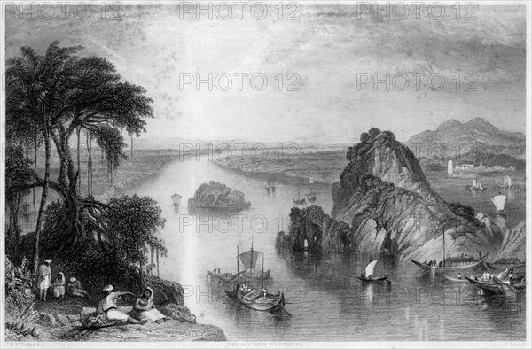 Rocks at Colgong on the Ganges, India, 1838. Artist: Edward Goodall