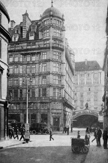 Savoy Hotel and Theatre across the Strand from Norfolk Street, London, c1930s. Artist: Unknown