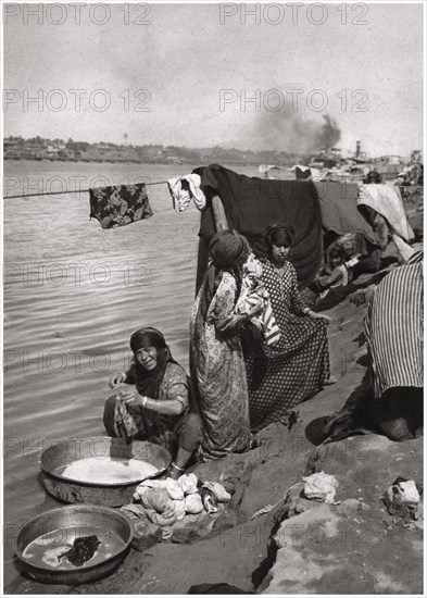 Washerwomen on the banks of the Tigris, Baghdad, Iraq, 1925. Artist: A Kerim