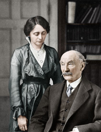 Thomas Hardy, English poet, novelist and dramatist with his second wife, Florence, 1912-1928. Artist: Unknown