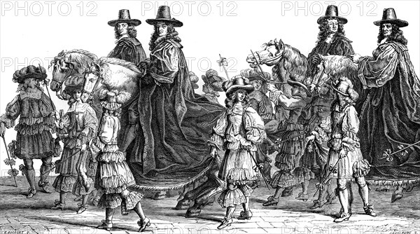 Procession of magistrates, Paris, 17th century (1882-1884).Artist: J Guillaume