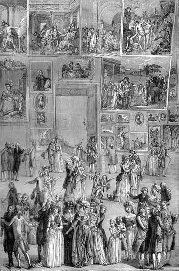 Painting exhibition, the Louvre, Paris, 1737 (1882-1884). Artist: Unknown