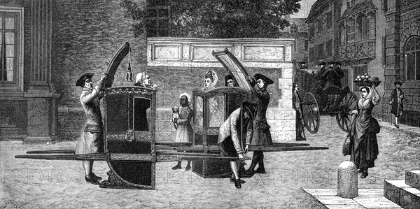 Sedan chairs, 18th century (1882-1884).Artist: Smeeton and Tilly