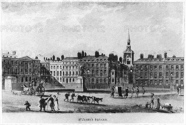 St James's Square, London, c18th century (1907). Artist: Unknown