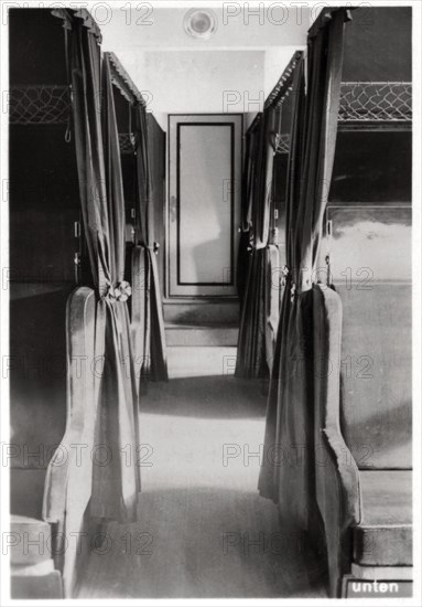 Passenger compartment of Zeppelin LZ 126, c1924 (1933). Artist: Unknown