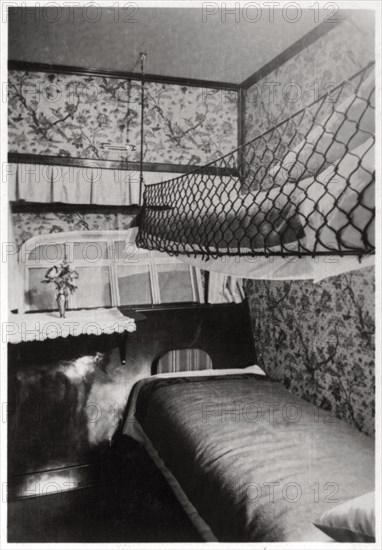 Passenger cabin at night, LZ 127 Graf Zeppelin, 1933. Artist: Unknown