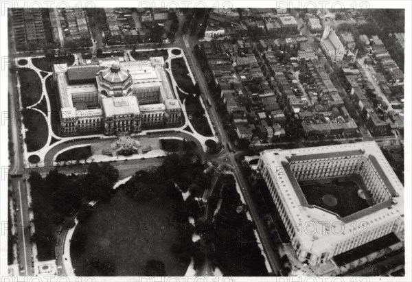Aerial view of the Library of Congress, Washington DC, USA, from a Zeppelin, 1928 (1933). Artist: Unknown