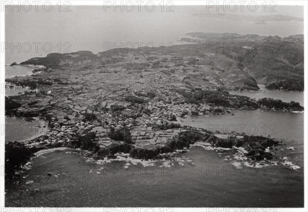 Aerial view of Oginohama, Japan, from a Zeppelin, 1929 (1933). Artist: Unknown
