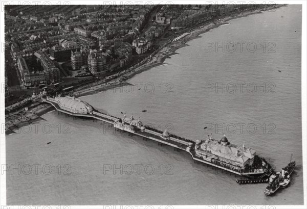 Aerial view of Eastbourne, Sussex, from a Zeppelin, 1931 (1933). Artist: Unknown