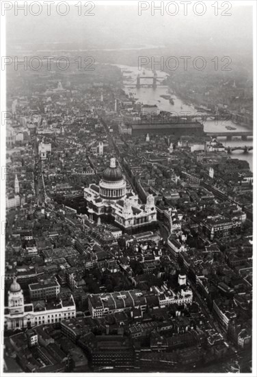 Aerial view of St Paul's Cathedral, London, from a Zeppelin, 1931 (1933). Artist: Unknown