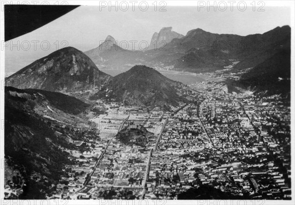 Aerial view of Rio de Janeiro, Brazil, from a Zeppelin, 1930 (1933). Artist: Unknown