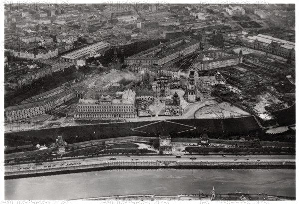 Aerial view of the Kremlin, Moscow, USSR, from a Zeppelin, 1930 (1933). Artist: Unknown