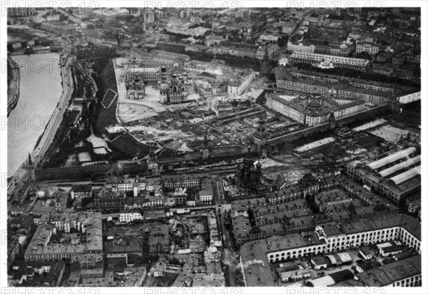 Aerial view of the Kremlin, Moscow, USSR, from a Zeppelin, 1930 (1933). Artist: Unknown