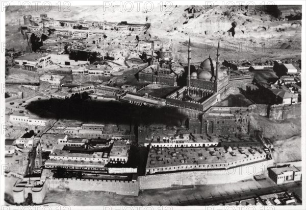 Aerial view of the Mosque of Muhammad Ali Pasha, Cairo, Egypt, from a Zeppelin, 1931 (1933). Artist: Unknown