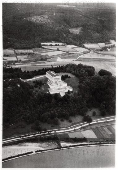 Aerial view of the Walhalla Temple, near Regensburg, Germany, from a Zeppelin, c1931 (1933). Artist: Unknown