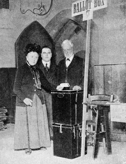 A woman recording her vote at the ballot box, c1922. Artist: Unknown