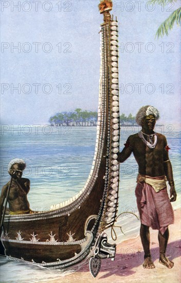 War canoe, Solomon Islands, c1923. Artist: HJ Shepstone