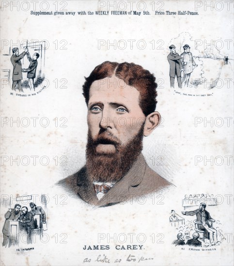 James Carey, Irish Republican and informer, 1883. Artist: Unknown
