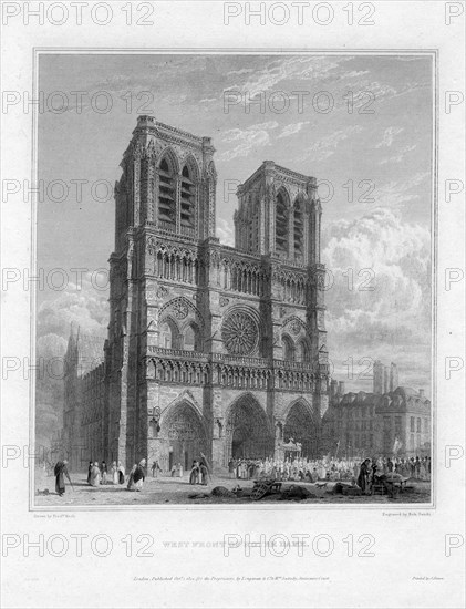 West front of Notre Dame, Paris, France, 1822. Artist: Robert Sands