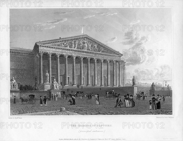 The Chamber of Deputies, principal entrance, Paris, France, 1822. Artist: J Redaway