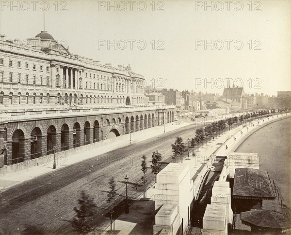 Victoria Embankment, showing Somerset House, London, 1887. Artist: Unknown