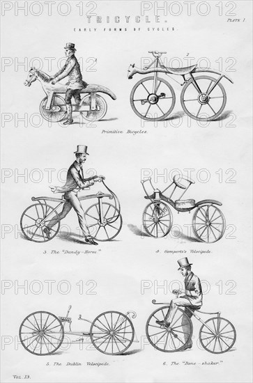 Early forms of cycles, 19th or 20th century. Artist: Unknown