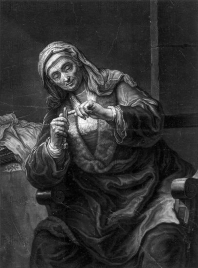 'Old Woman Cutting Her Nails', 18th or 19th century. Artist: J Haid