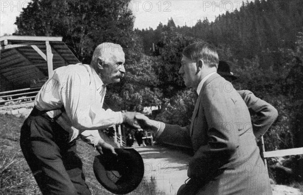 A neighbour meets Adolf Hitler, Obersalzberg, Germany, 1936. Artist: Unknown