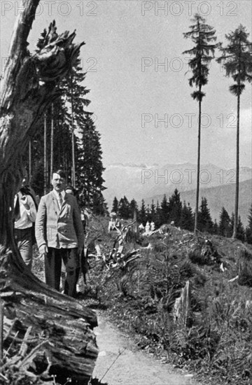 Adolf Hitler taking a walk in the mountains, 1936. Artist: Unknown