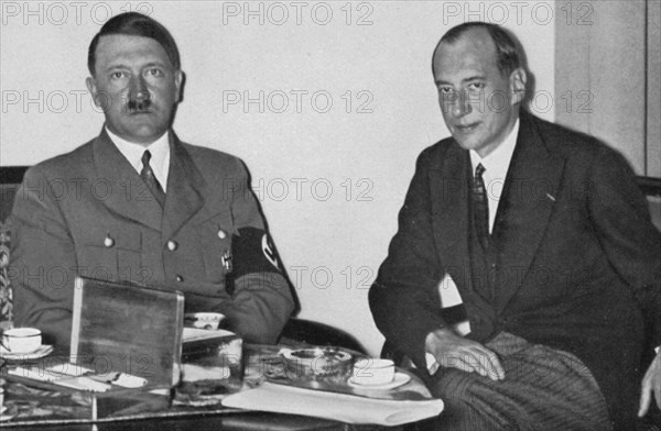 The Führer in talks with the Polish Foreign Minister, 1936. Artist: Unknown