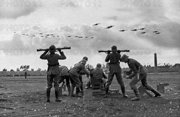 Flak batteries put on a show at the Nuremberg Rally, Germany, 1935. Artist: Unknown