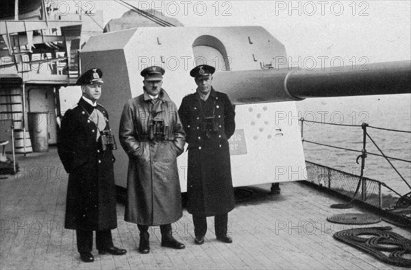 Adolf Hitler visiting a battleship, Germany, 1936. Artist: Unknown