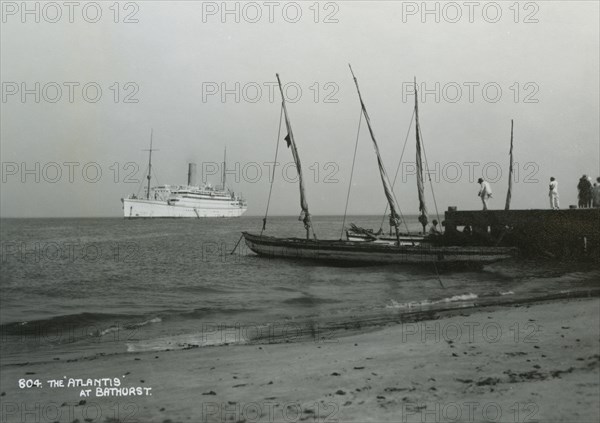 Steamship 'Atlantis' off Bathurst, Gambia, 20th century. Artist: Unknown