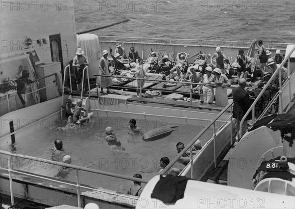 Swimming pool on board the RML 'Atlantis', c1929-c1939(?). Artist: Unknown