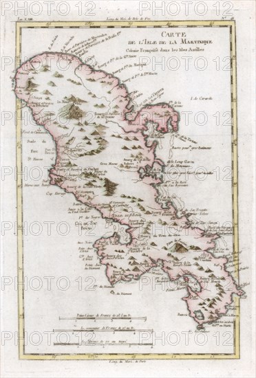 Map of the Caribbean island of Martinique, c1783. Artist: Unknown