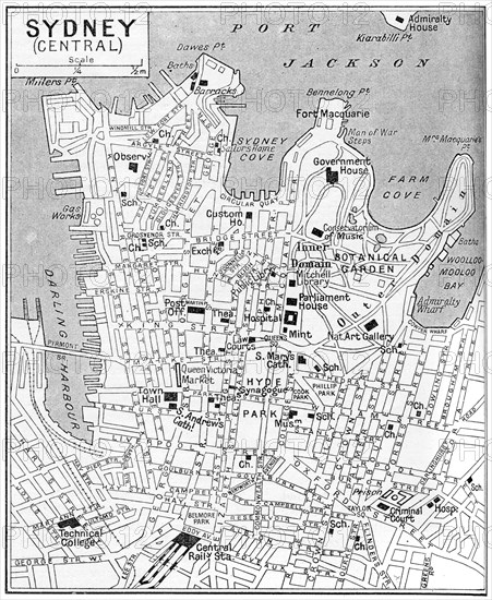 Map of central Sydney, New South Wales, Australia, c1924. Artist: Unknown