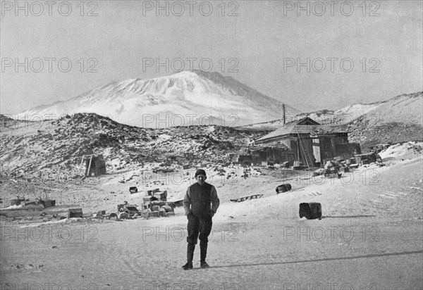 British explorer Ernest Shackleton at the Cape Royds base camp, Antarctica, 1908. Artist: Unknown