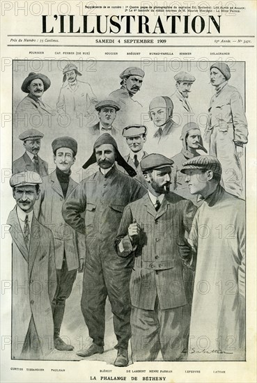 Famous aviators, cover of L'Illustration, 4 September 1909. Artist: Unknown