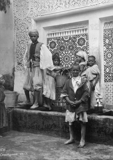 People at a well, Casablanca, Morocco, c1920s-c1930s(?). Artist: Unknown
