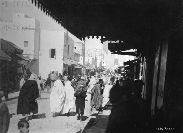 Busy street, Rabat, Morocco, c1920s-c1930s(?). Artist: Unknown