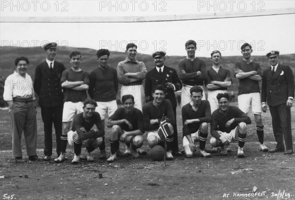 Football team, Hammerfest, northern Norway, 20th July 1929. Artist: Unknown