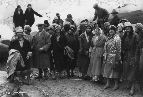 Group of tourists visiting Svartisen, northern Norway, 1929. Artist: Unknown